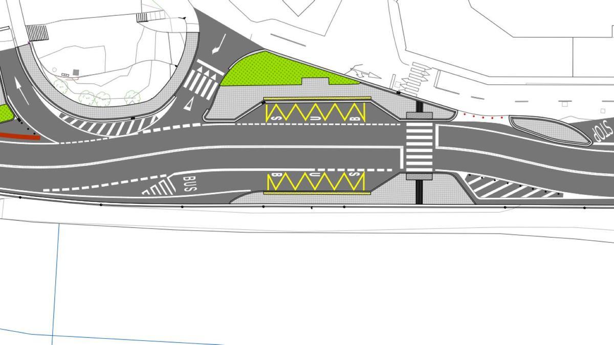 Plano del proyecto que se va a ejecutar para mejorar la seguridad en las paradas del autobús en Azpilgoeta.