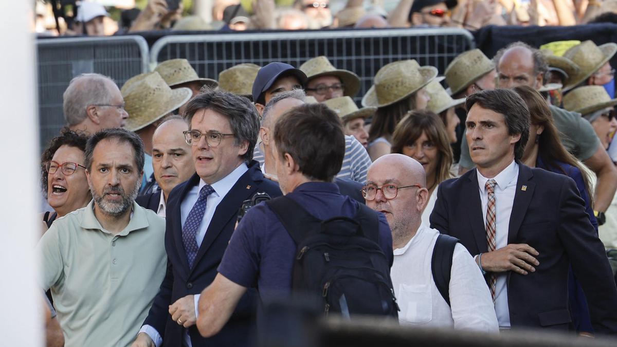 Puigdemont, a su llegada a Barcelona.