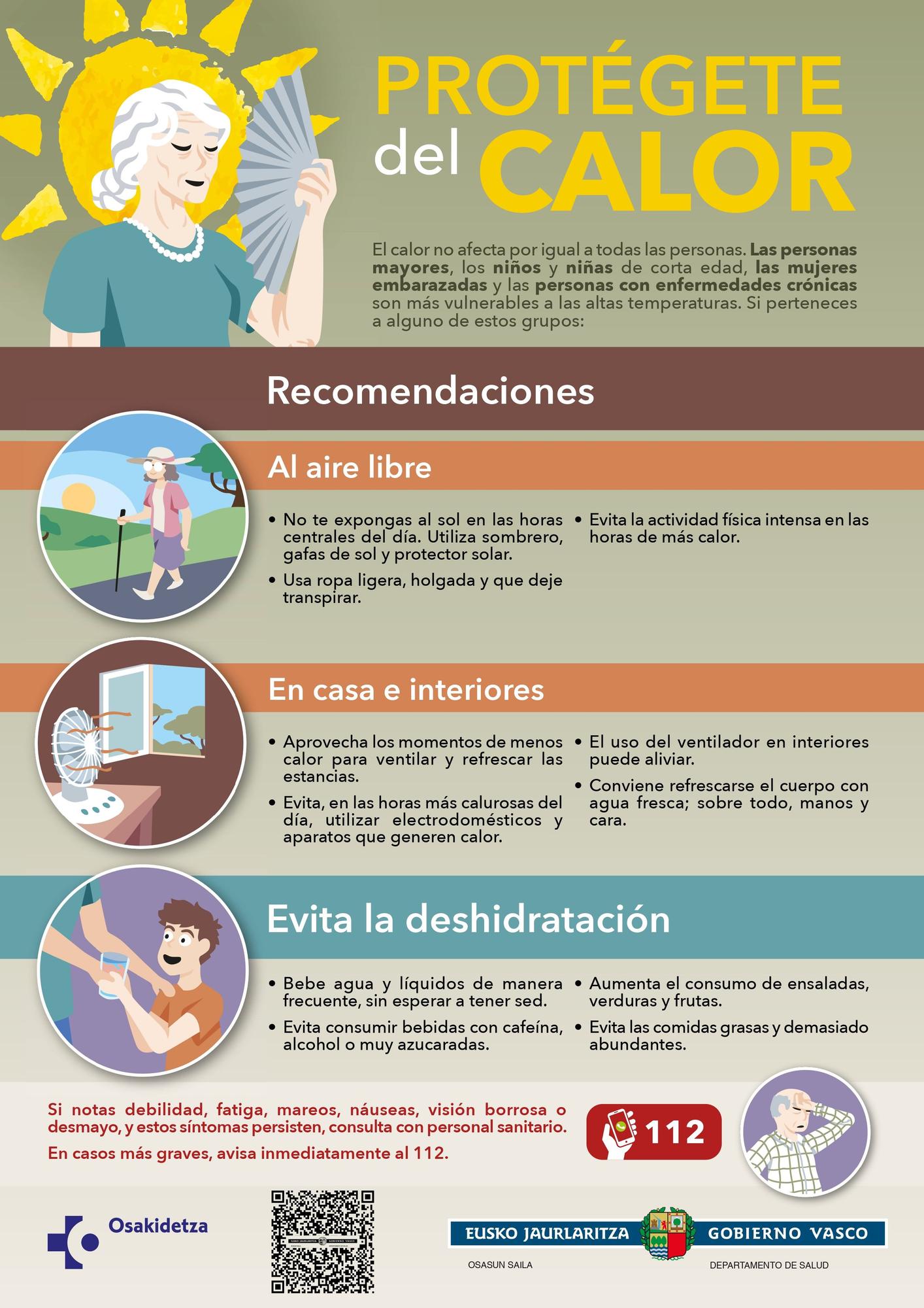 Consejos para protegerse de las altas temperaturas en el marco del Plan de Calor 2025 del Gobierno vasco.