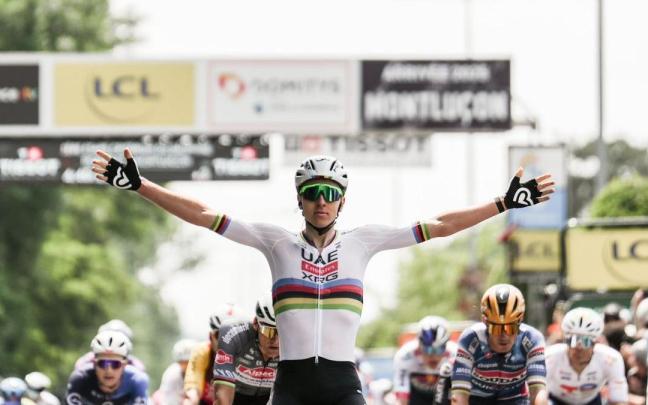 Pogacar, vencedor y primer líder. / Critérium du Dauphiné Pogacar, vencedor y primer líder.