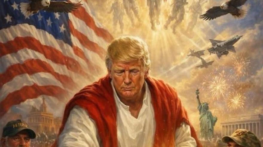 Imagen subida por Trump en la que se compara con Jesucristo.