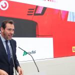 El ministro de Transportes y Movilidad Sostenible, Óscar Puente, durante la presentación del proyecto de modernización de la línea C-5 de Cercanías Madrid.