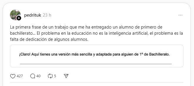 La captura del post.