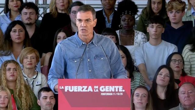 Pedro Sánchez, durante el mitin en León
