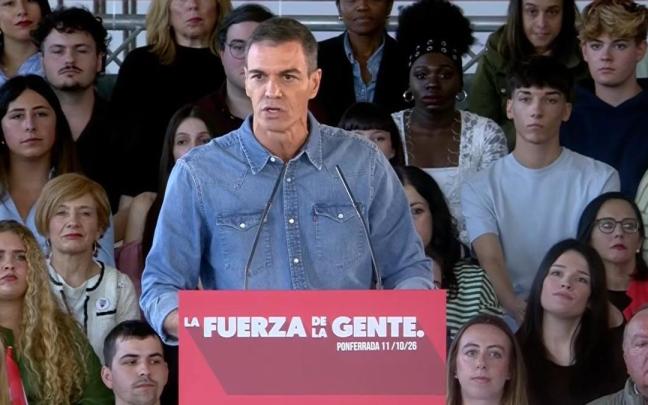 Pedro Sánchez, durante el mitin en León