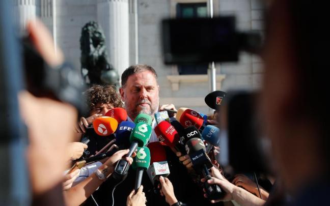 Junqueras a su llegada al Congreso de los Diputados.