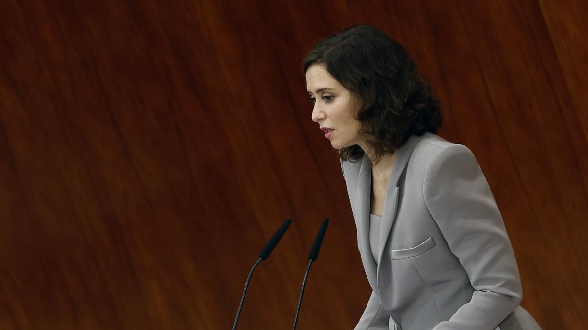 Isabel Díaz Ayuso durante su discurso de investidura.