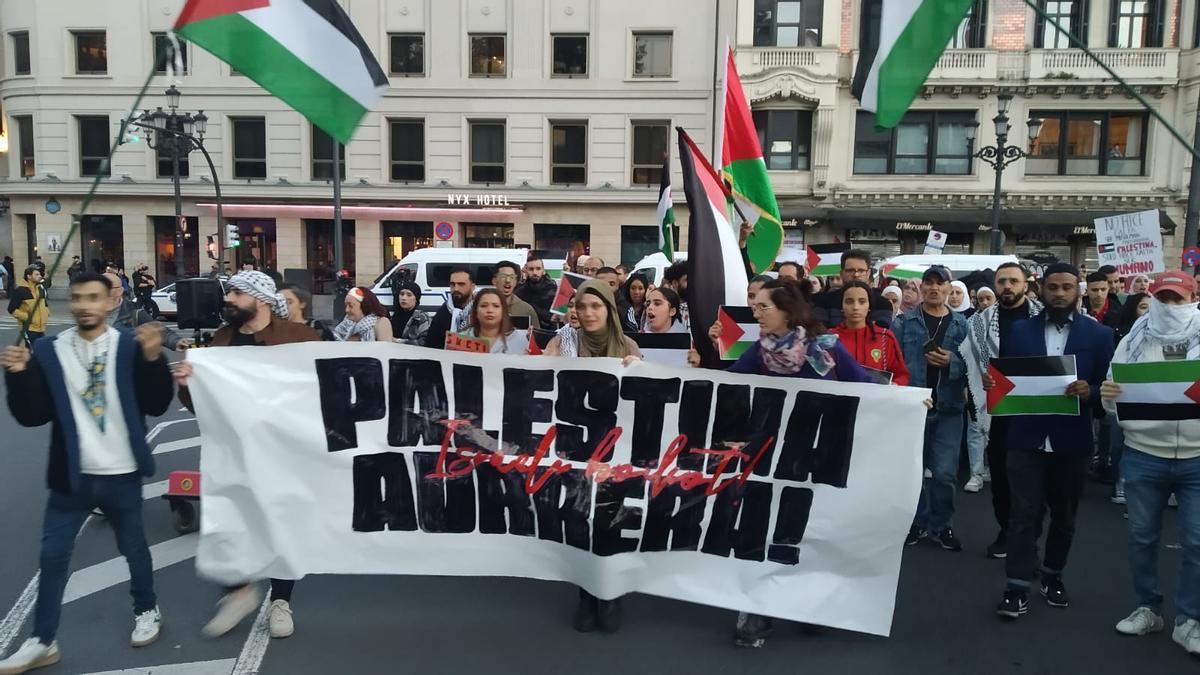 Imagen de archivo de una movilización en favor de Palestina en Bilbao