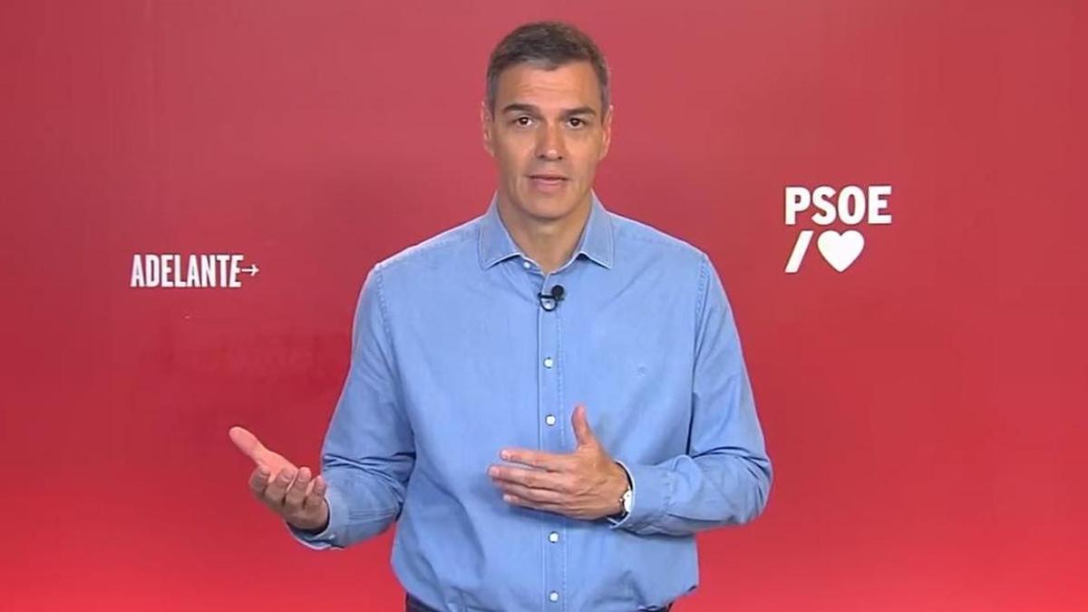 Pedro Sánchez en el mensaje difundido a través de redes sociales.