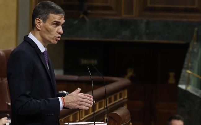 El presidente del Gobierno, Pedro Sánchez interviene en el pleno del Congreso de los Diputados este miércoles.