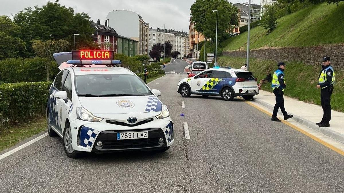 Un control de la Policía Local en Lugo.
