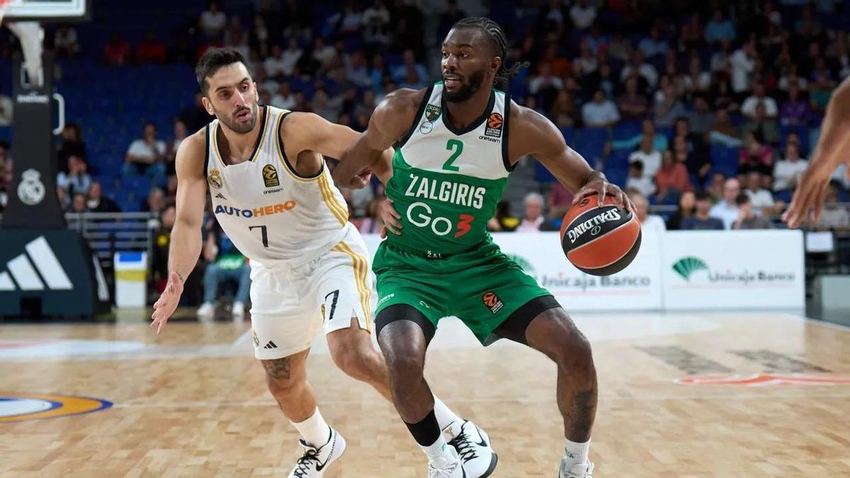 Evans ante Campazzo en un lance del Real Madrid-Zalgiris de anteayer