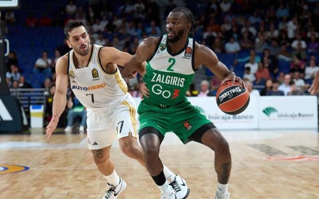 Evans ante Campazzo en un lance del Real Madrid-Zalgiris de anteayer