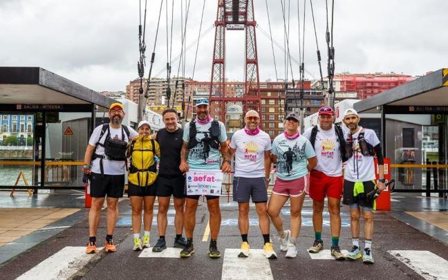 Gonzalo a su llegada al puente colgante.
