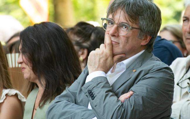 El expresident de la Generalitat y líder moral de Junts, Carles Puigdemont, en un acto político reciente de su partido.