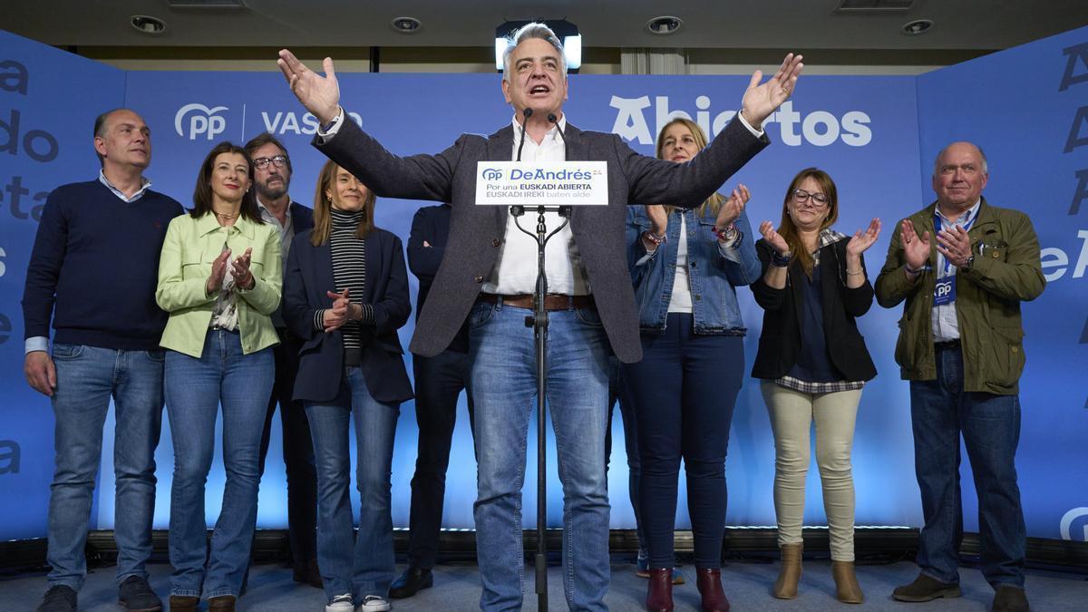 El presidente del PP vasco, Javier de Andrés, logró mejorar los datos de su partido con respecto a 2020 en la jornada electoral de ayer.