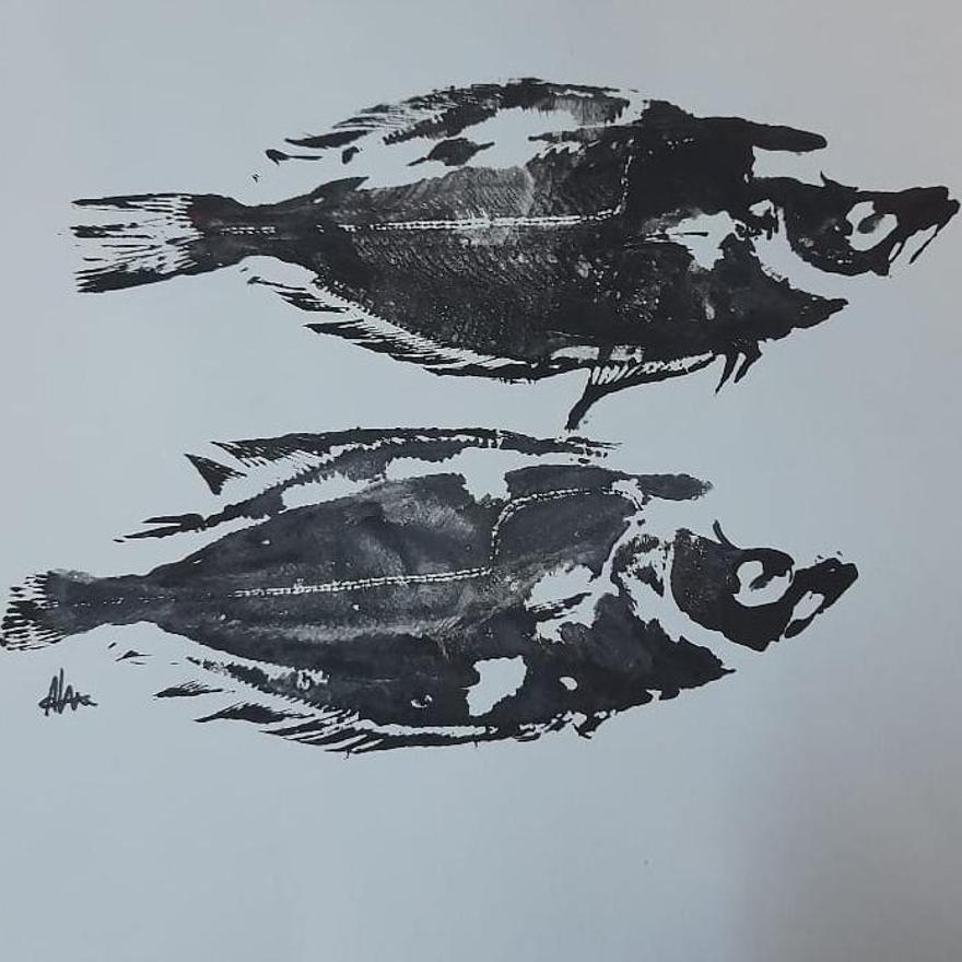 El 'Gyotaku' es una técnica japonesa en la que se pinta con peces.