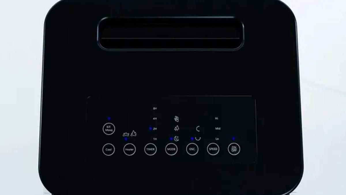 Perspectiva superior del climatizador evaporativo portátil Haverland CASAPWIFI de Leroy Merlin