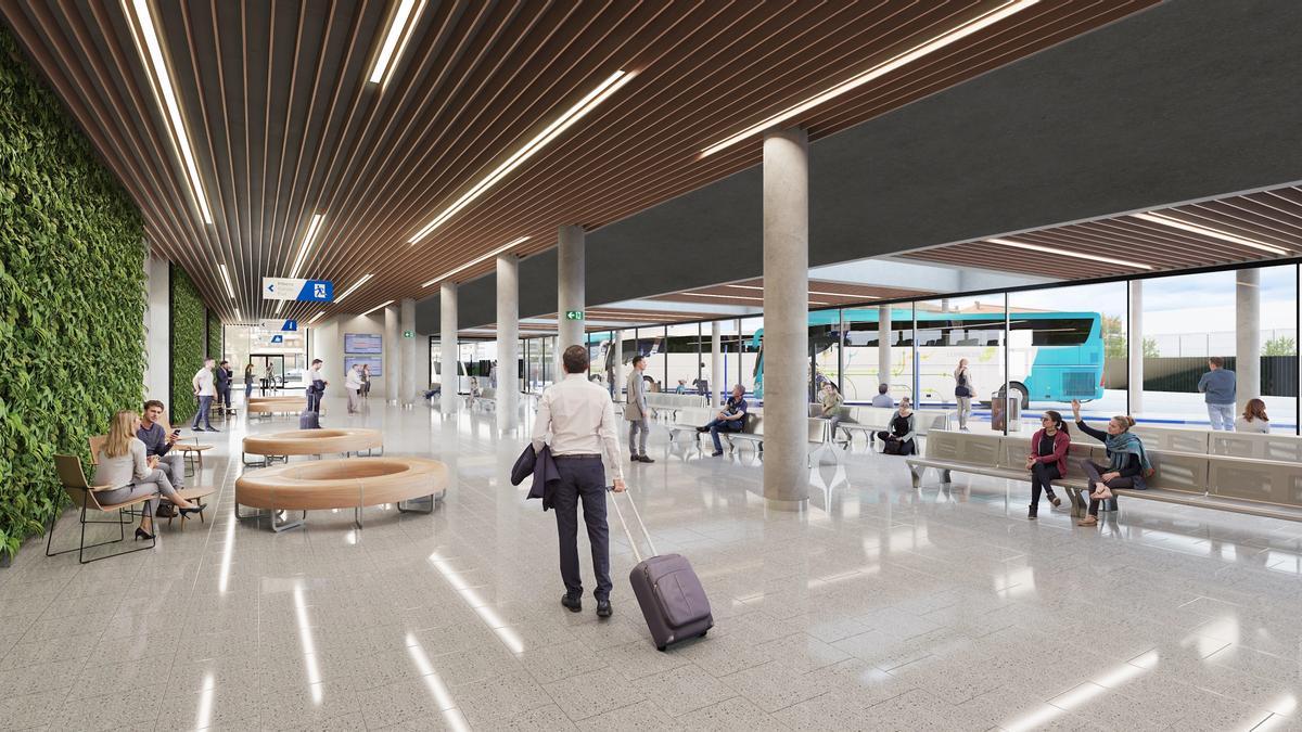 Infografía del interior de la nueva estación de autobuses de Zarautz.