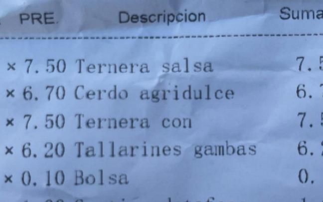 Una parte del ticket.