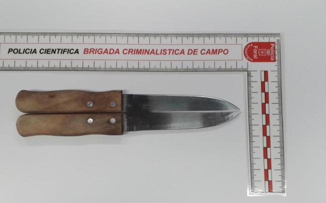 Los cuchillos incautados durante la actuación policial. Los cuchillos incautados durante la actuación policial.