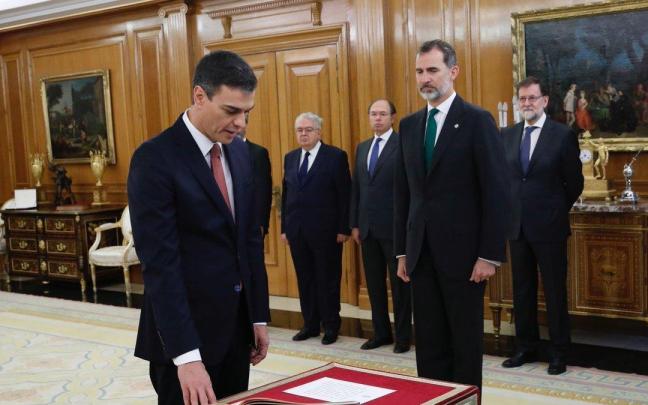 Pedro Sánchez durante su toma de posesión en 2018. Pedro Sánchez durante su toma de posesión en 2018.
