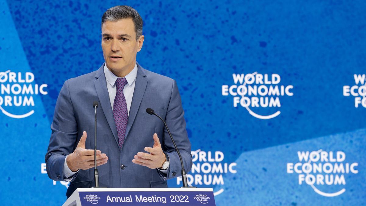 Pedro Sánchez, durante su participación en el Foro Económico Mundial en Davos