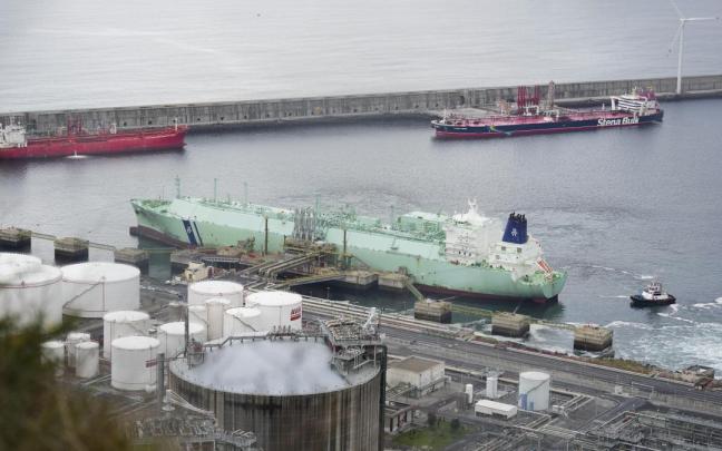 Vista de la planta regasificadora del Puerto de Bilbao, en una imagen del año 2022.