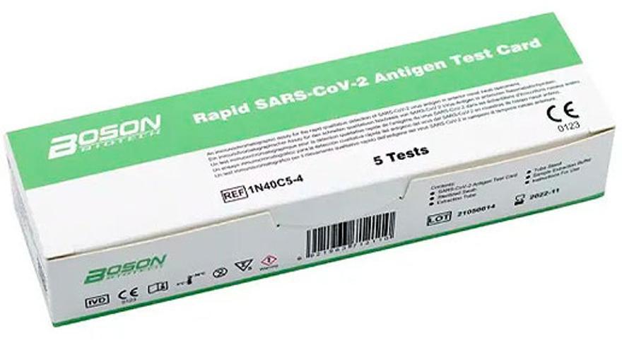 Caja del test Rapid SARS-CoV-2 Antigen Test Card.