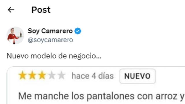 El comienzo del post. / X (@soycamarero) El comienzo del post.