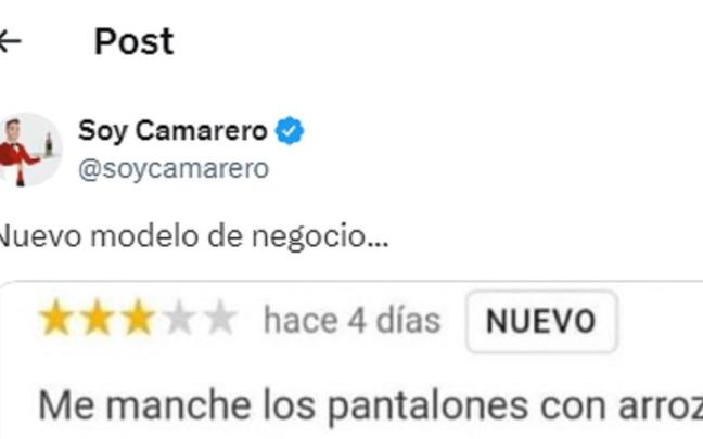 El comienzo del post. / X (@soycamarero) El comienzo del post.