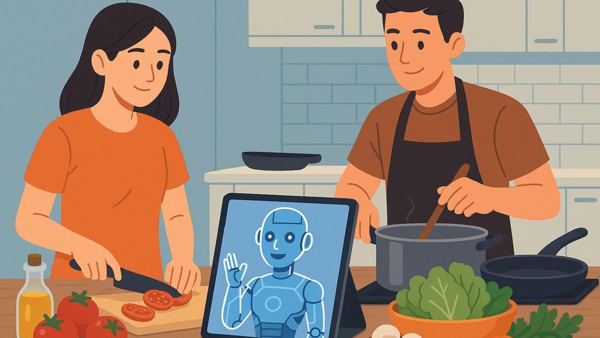 Una IA robótica guía a dos cocineros.