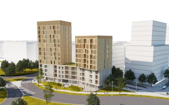 Imagen general de como quedaria el barrio de Riberas de Loiola con los 83 apartamentos proyectados / Gobierno Vasco