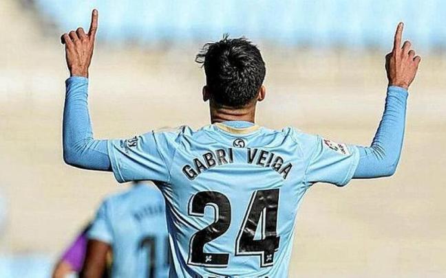 Gabri Veiga celebra un gol en Balaídos. Gabri Veiga celebra un gol en Balaídos.