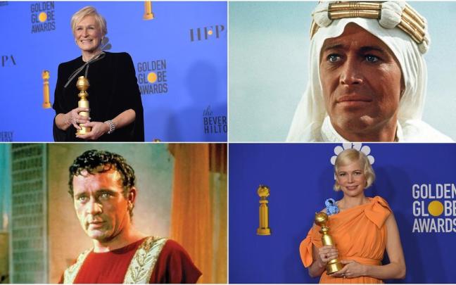 Los intérpretes Glenn Close, Peter O'Toole (en 'Lawrence de Arabia'), Richard Burton (en 'Cleopatra') y Michelle Williams.