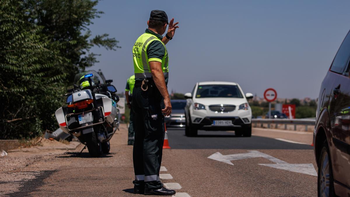 Un agente de Guardia Civil durante un control.