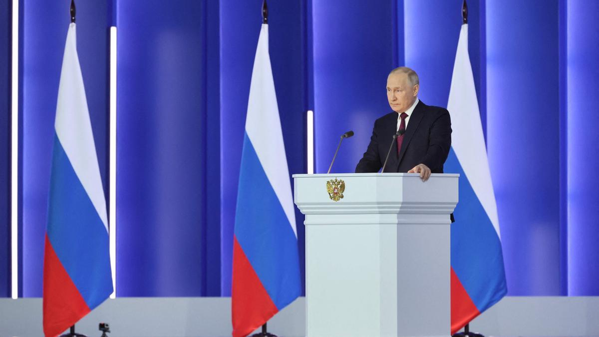 Vladimir Putin, durante su discurso sobre el estado de la nación.