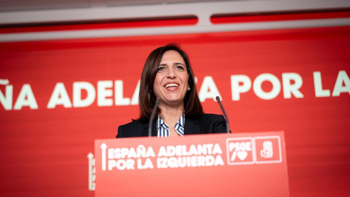 La portavoz de los socialistas, Esther Peña, interviene durante la Comisión Ejecutiva Federal del PSOE.