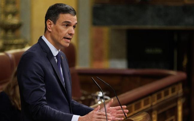 El presidente del Gobierno español, Pedro Sánchez, en el Congreso.