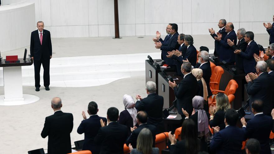 El presidente turco, Recep Tayyip Erdogan, en su ceremonia de toma de posesión.