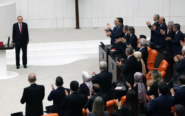 El presidente turco, Recep Tayyip Erdogan, en su ceremonia de toma de posesión.