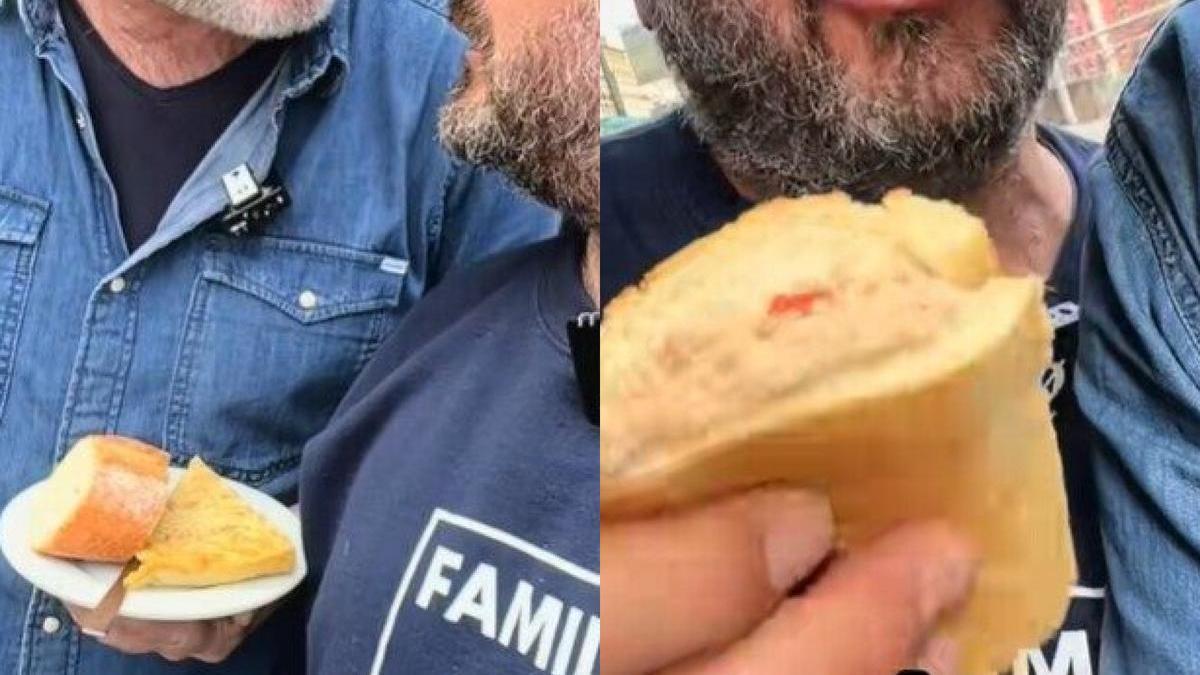Héctor y Miguel prueba un pintxo de tortilla y un bocadillo de atún con alegría riojana.