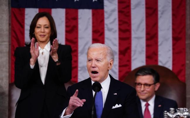 El presidente de EE.UU.,Joe Biden, durante el discurso del Estado de la Nación.