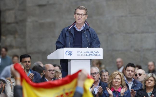 Feijóo, durante el acto en el que ha participado este domingo. Feijóo, durante el acto en el que ha participado este domingo.