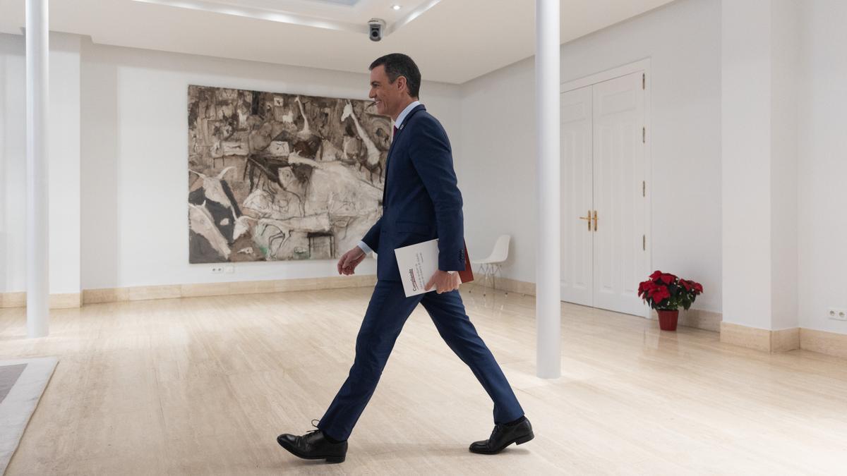 Pedro Sánchez en el palacio de la Moncloa.