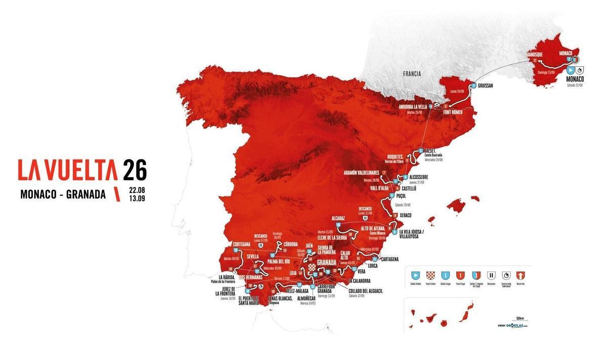 Mapa oficial del recorrido de la Vuelta 26.