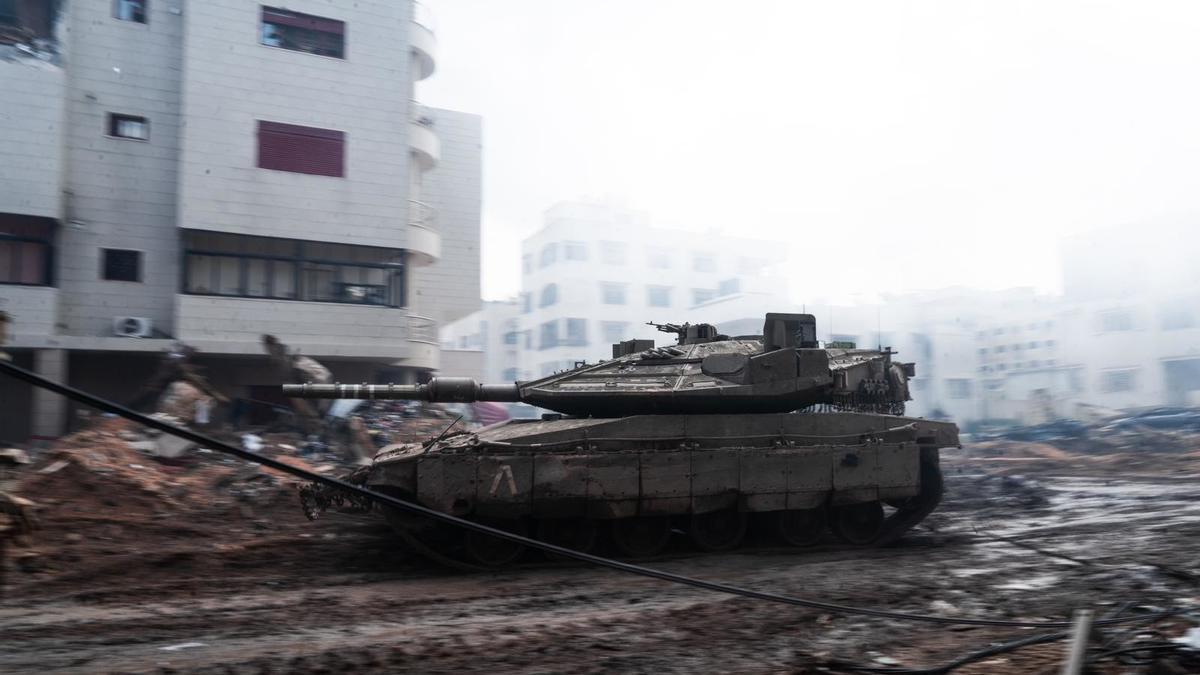 Un carro de combate israelí en la Franja de Gaza