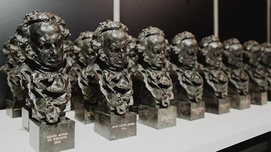 Estatuillas de la pasada edición de los Premios Goya.