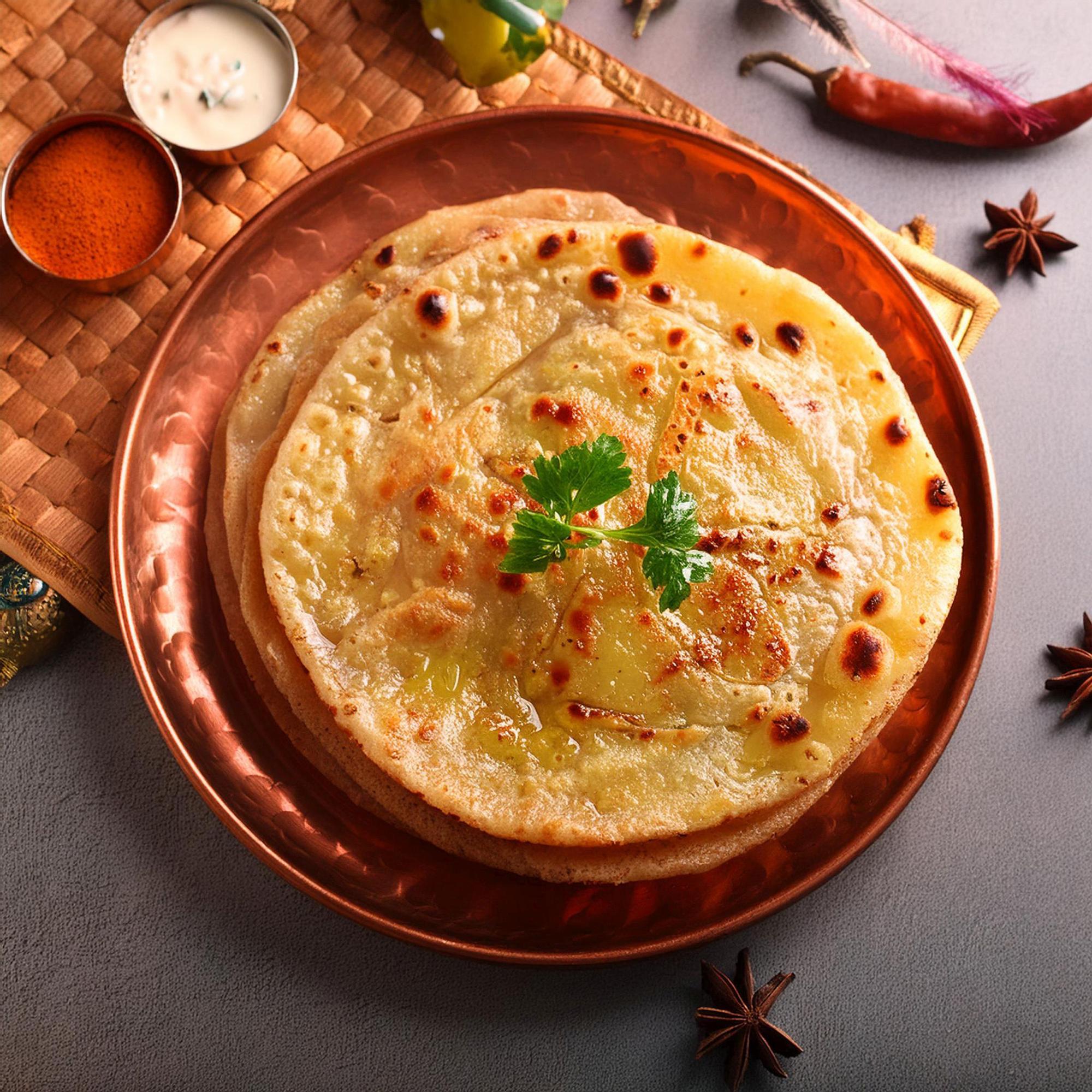 Parathas, parecidas a las tortas de trigo.