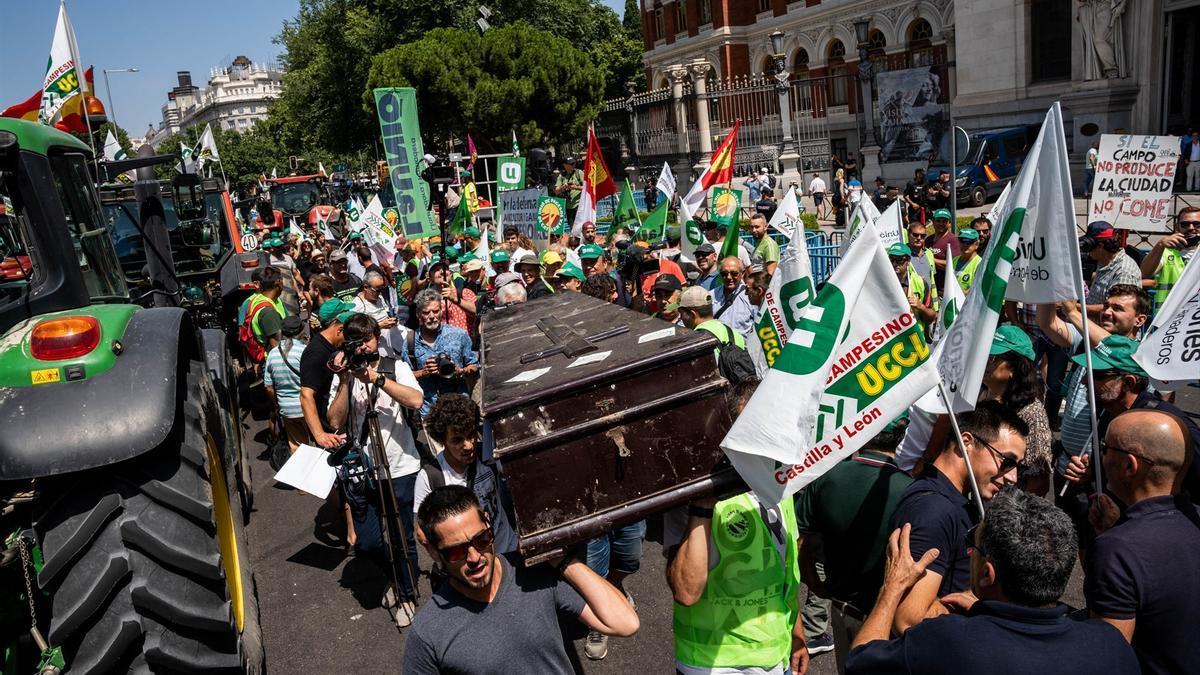 Protesta de agricultores en Madrid, en una imagen de archivo.